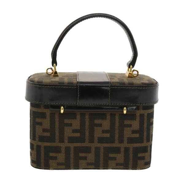 FENDI Zucca Canvas Hand Bag Nylon 2way Brown Black - Picture 2 of 16